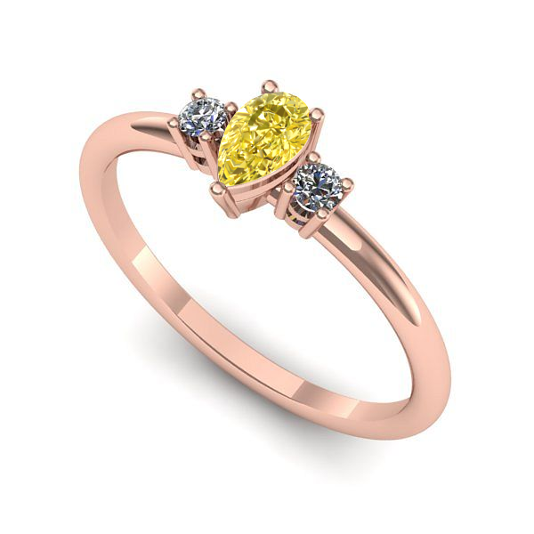 Inel din aur roz cu safir galben