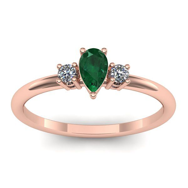 Inel logodna cu smarald lacrima