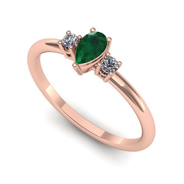 Inel din aur roz cu smarald