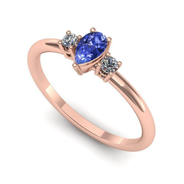 Inel din aur roz cu tanzanit