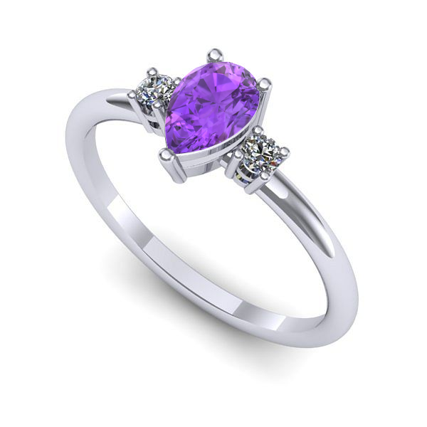 Inel din aur alb cu ametist