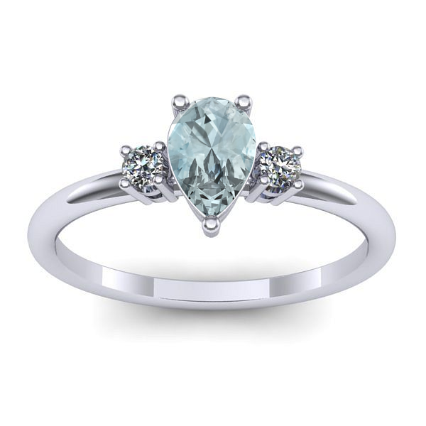 Inel logodna cu aquamarin lacrima