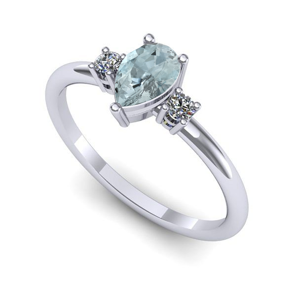 Inel din aur alb cu aquamarin