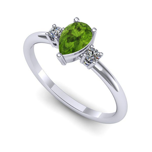 Inel logodna din aur alb cu peridot