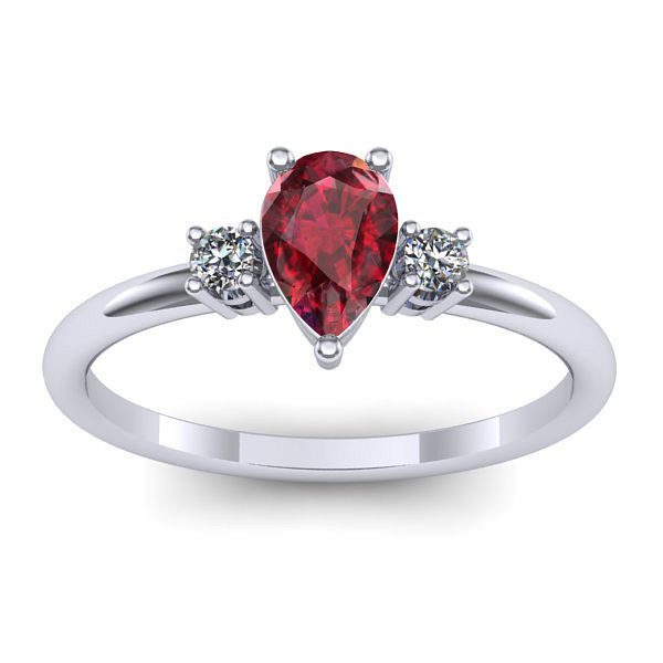 Inel logodna cu rubin lacrima