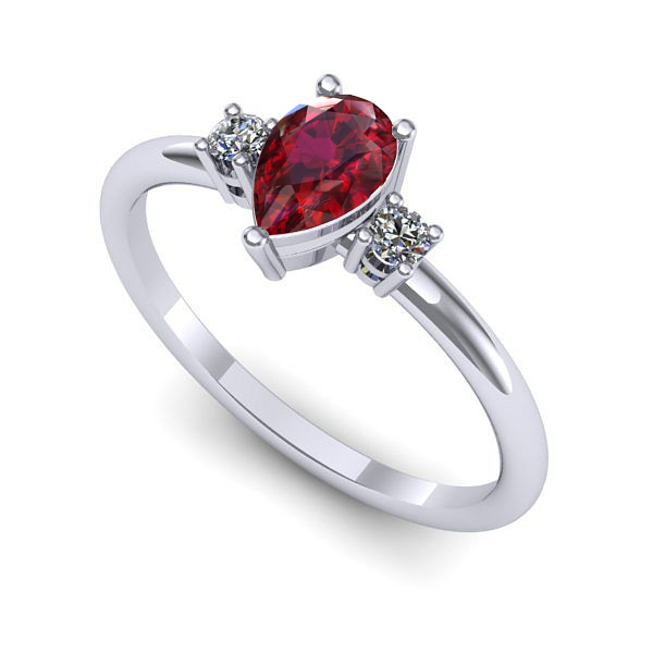 Inel din aur alb cu rubin