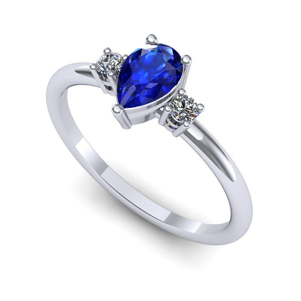 Inel de logodna din aur alb cu safir