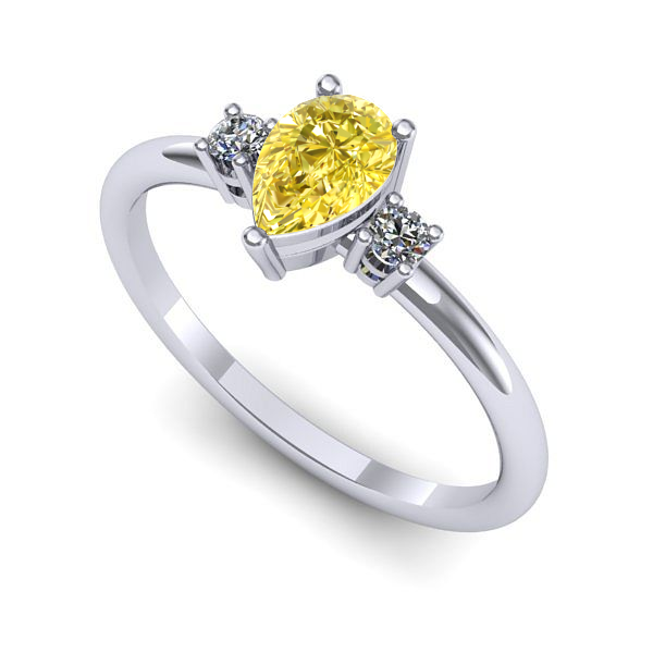 Inel din aur alb cu safir galben