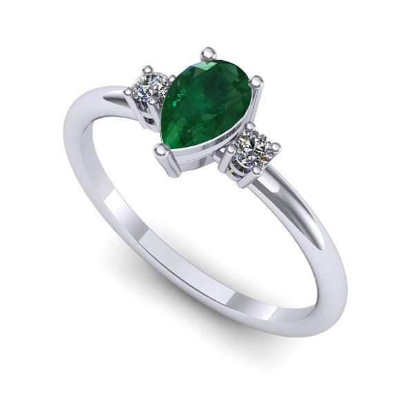 Inel din aur alb cu smarald