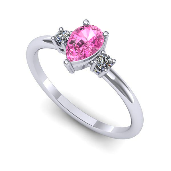 Inel de logodna din aur alb cu safir roz