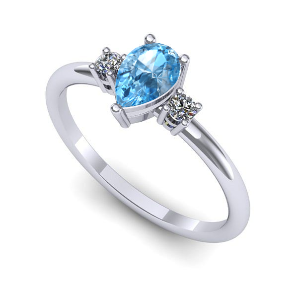 Inel logodna din aur alb cu topaz blue