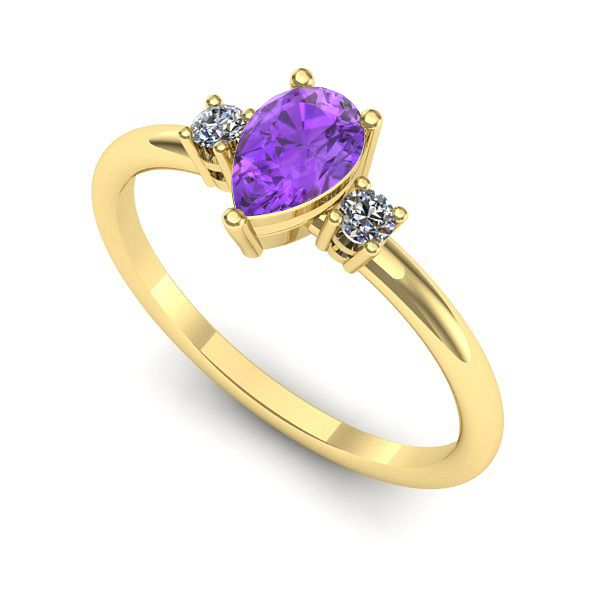 Inel logodna din aur galben cu ametist