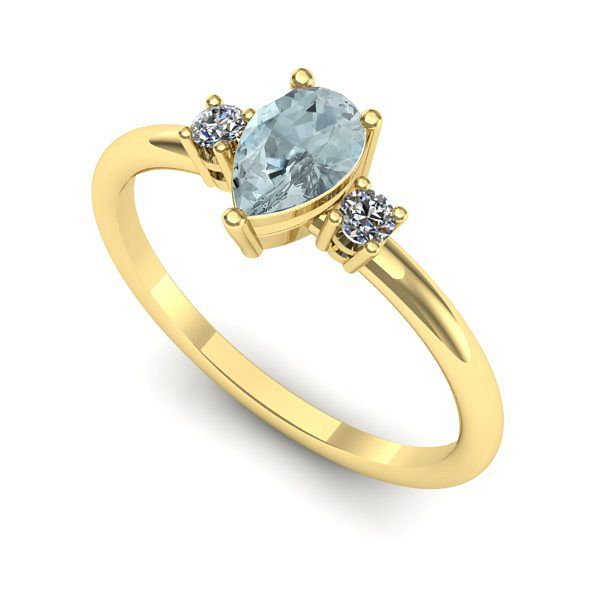 Inel de logodna din aur galben cu aquamarin