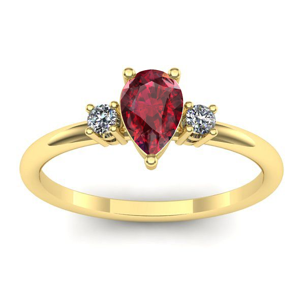 Inel logodna cu rubin lacrima