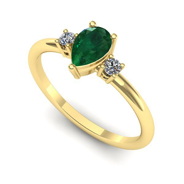 Inel de logodna din aur galben cu smarald