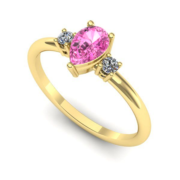Inel din aur galben cu safir roz