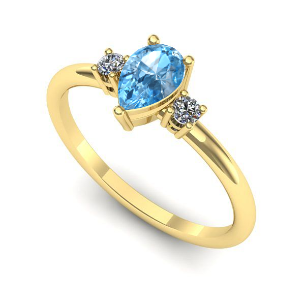 Inel logodna din aur galben cu topaz blue