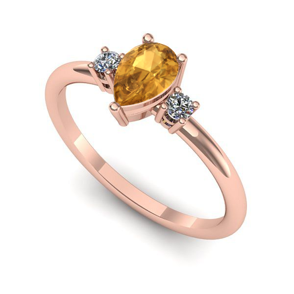 Inel din aur roz cu citrin