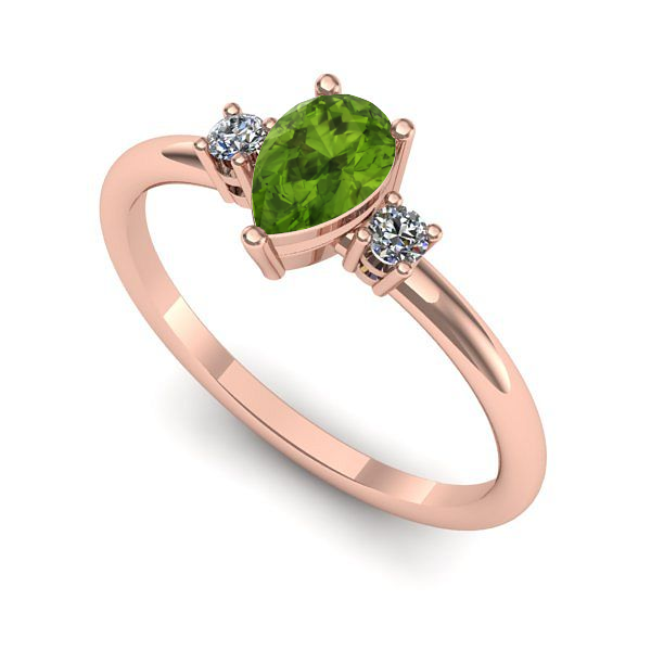 Inel din aur roz cu peridot