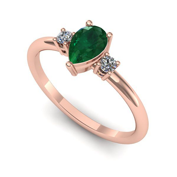 Inel din aur roz cu smarald