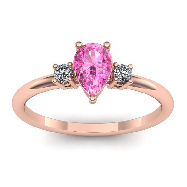 Inel cu safir roz lacrima