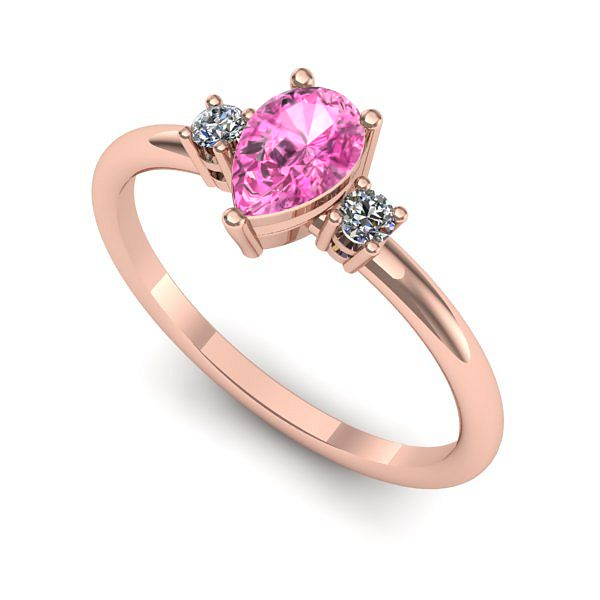 Inel de logodna din aur roz cu safir roz