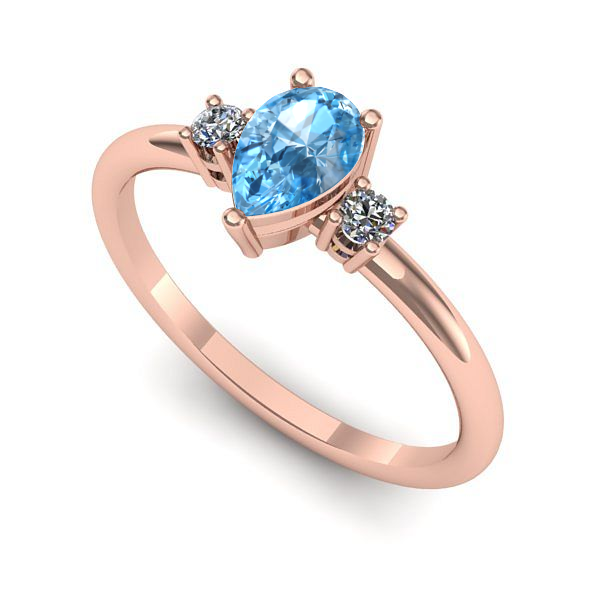 Inel de logodna din aur roz cu topaz blue
