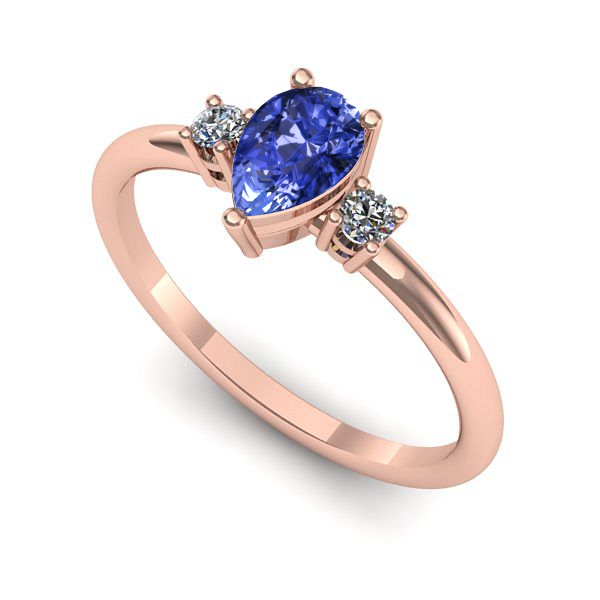 Inel din aur roz cu tanzanit