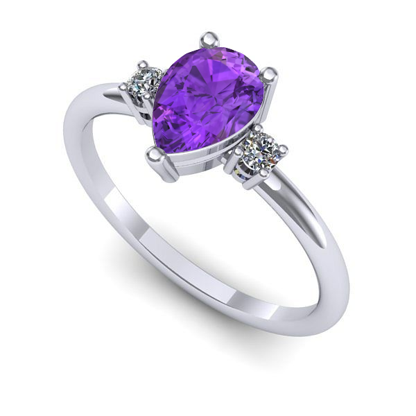 Inel din aur alb cu ametist