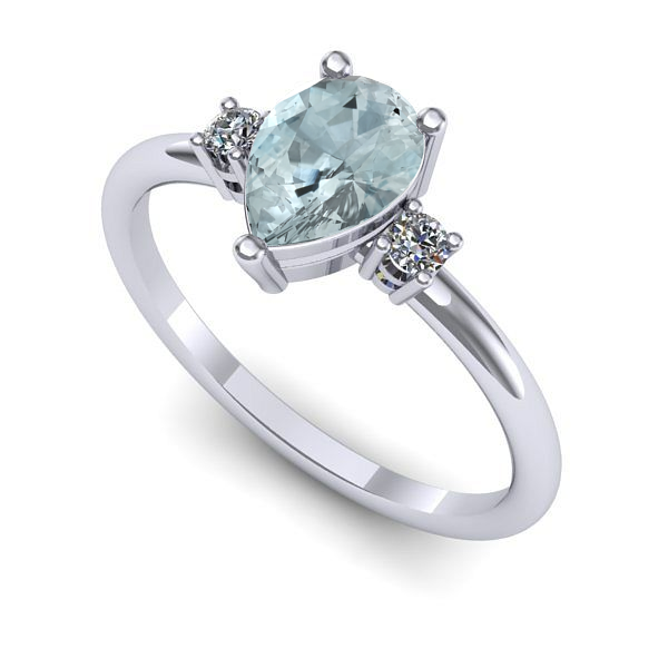 Inel de logodna din aur alb cu aquamarin