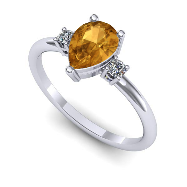 Inel logodna din aur alb cu citrin