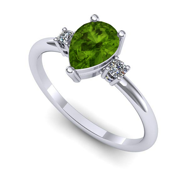 Inel de logodna din aur alb cu peridot