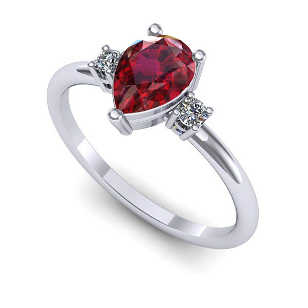 Inel de logodna din aur alb cu rubin