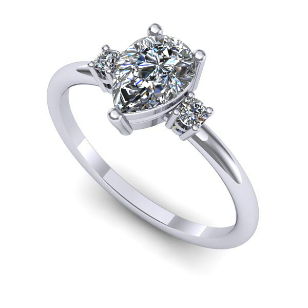 Inel de logodna din aur alb cu safir alb