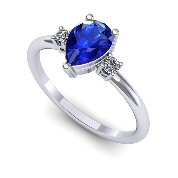 Inel de logodna din aur alb cu safir