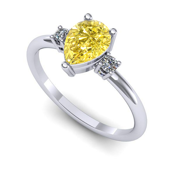 Inel de logodna din aur alb cu safir galben