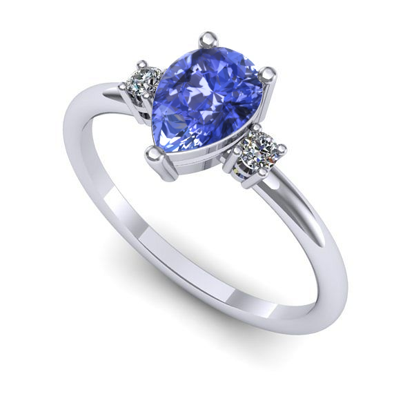 Inel de logodna din aur alb cu tanzanit