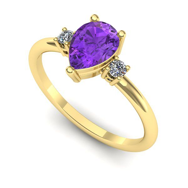 Inel din aur galben cu ametist