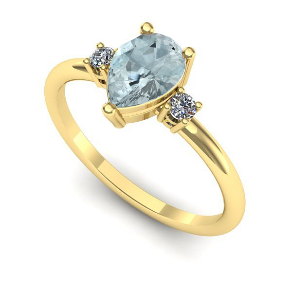 Inel de logodna din aur galben cu aquamarin