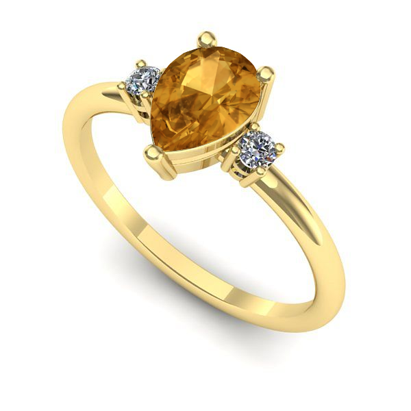 Inel din aur galben cu citrin