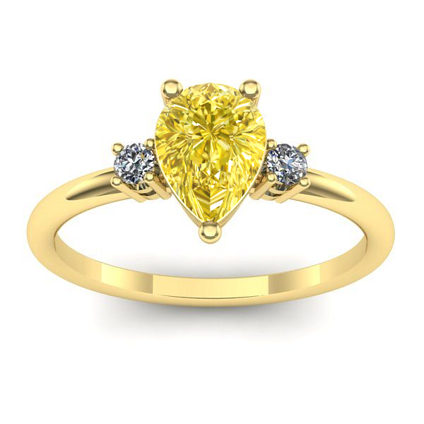 Inel logodna cu safir galben lacrima