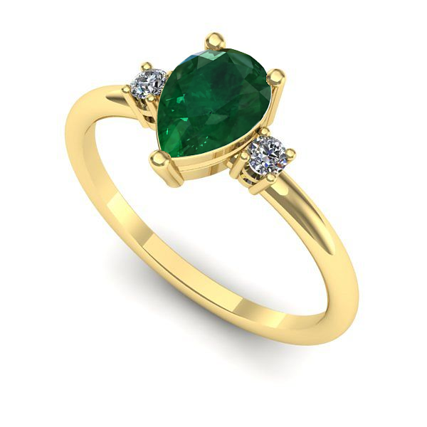 Inel din aur galben cu smarald