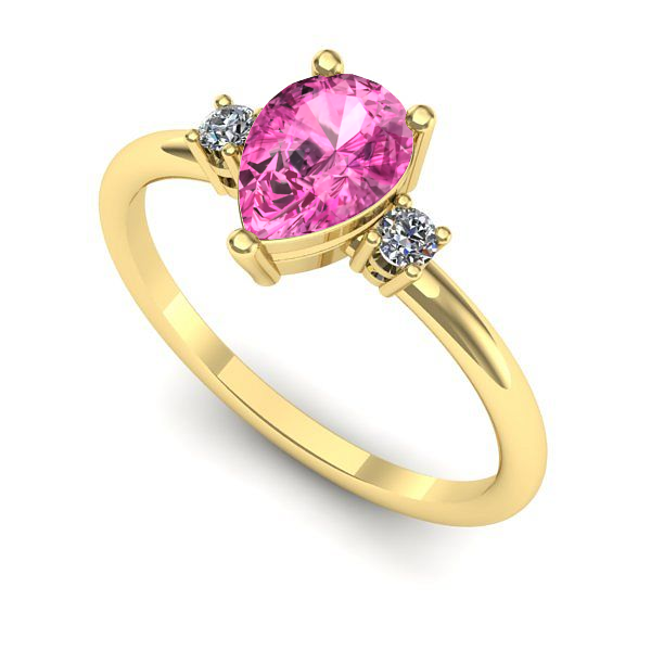 Inel din aur galben cu safir roz