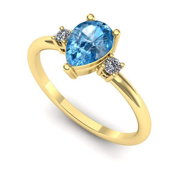 Inel din aur galben cu topaz blue