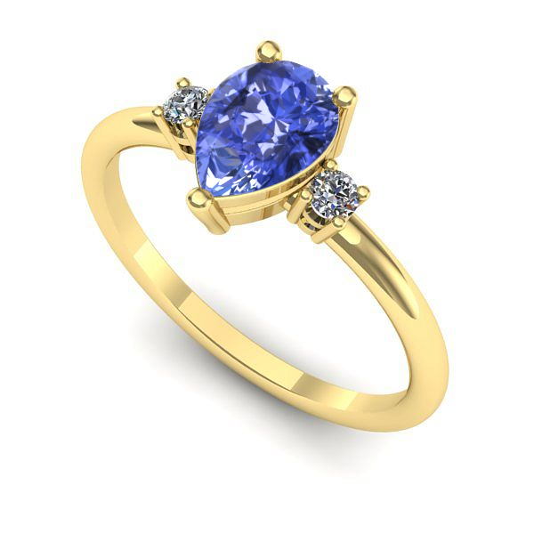 Inel de logodna din aur galben cu tanzanit