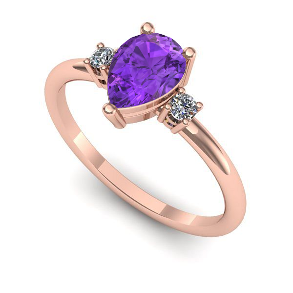 Inel logodna din aur roz cu ametist