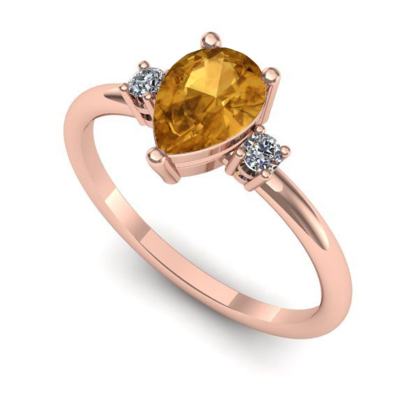Inel din aur roz cu citrin