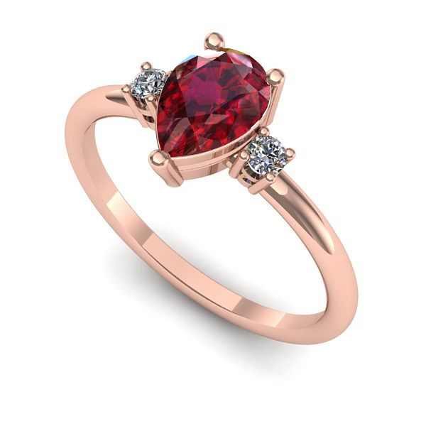 Inel logodna din aur roz cu rubin
