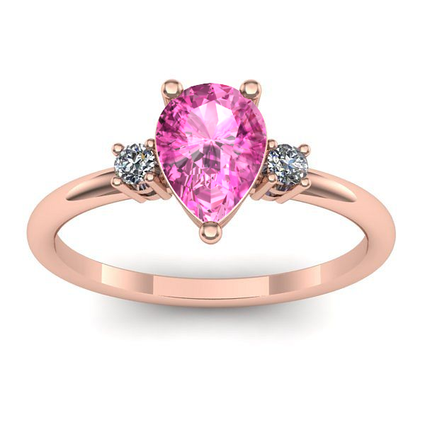 Inel cu safir roz lacrima