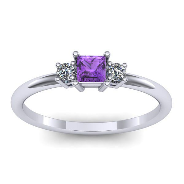 Inel de logodna cu ametist patrat